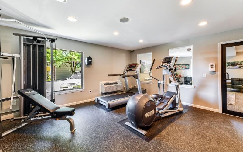 a gym with exercise equipment